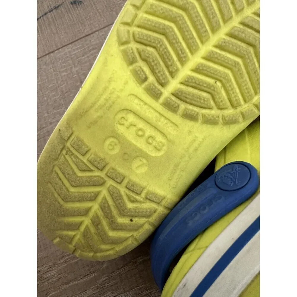 Crocs, Bright Green And Blue Sandals